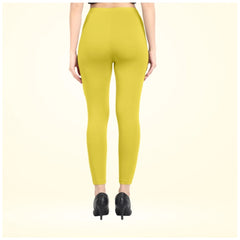 Generic Women's Cotton Blended Solid Ankle legging (Lemon Yellow)