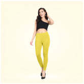 Generic Women's Cotton Blended Solid Ankle legging (Lemon Yellow)
