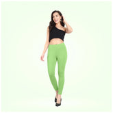 Generic Women's Cotton Blended Solid Ankle legging (Pista Green)