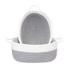 Generic Cotton Grey White 2 Pcs Storage Basket For Clothes (Grey)