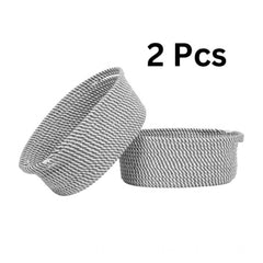 Generic Cotton 2 Pcs Oval Basket Storage Basket For Clothes (Grey)