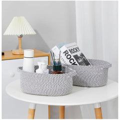 Generic Cotton 2 Pcs Oval Basket Storage Basket For Clothes (Grey)