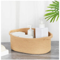 Generic Cotton 2 Pcs Oval Basket Storage Basket For Clothes (Beige)