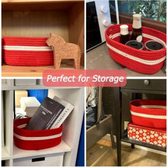 Generic Cotton Basket Inch Pack of 1 Storage Basket For Clothes (Red)