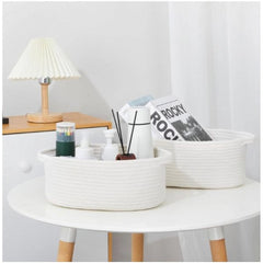 Generic Cotton Pcs Oval Basket Storage Basket For Clothes (White)