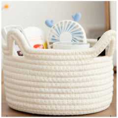 Generic Cotton Cat Basket Inch Pack of 1 Storage Basket For Clothes (White)