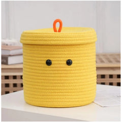 Generic Cotton Basket with lid Pack of 1 Storage Basket For Clothes (Yellow)