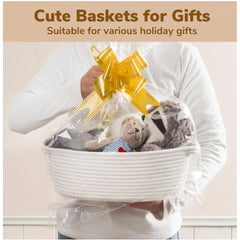 Generic Cotton Gift Basket Pack of 1 Storage Basket For Clothes (White)