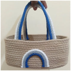 Generic Cotton Rainbow Basket Pack of 1 Storage Basket For Clothes (Multicolor)