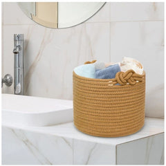 Generic Cotton Brown Basket Inch Pack of 1 Storage Basket For Clothes (Brown)