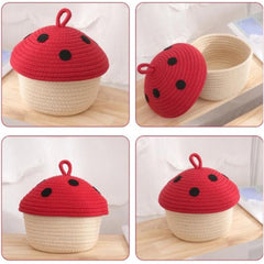 Generic Cotton Box Red lid Pack of 1 Storage Basket For Clothes (White)