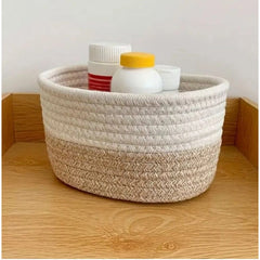 Generic Cotton Bathroom Storage Basket Pack of 1 Storage Basket For Clothes (White)