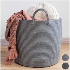 Generic Cotton Basket Pack of 1 Storage Basket For Clothes (Grey)