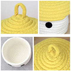 Generic Cotton Box Yellow Lid Inch Pack of 1 Storage Basket For Clothes (White)