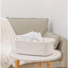 Generic Cotton Basket Pack of 1 Storage Basket For Clothes (White)