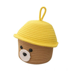 Generic Cotton Box Yellow Lid Inch Pack of 1 Storage Basket For Clothes (Beige)