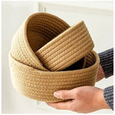 Generic Cotton 3 Pcs Round Set Storage Basket For Clothes (Brown)