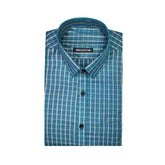 Generic Men's Cotton Lycra Full Sleeve Checked Casual Shirt (Sky Blue)