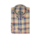 Generic Men's Cotton Lycra Full Sleeve Checked Casual Shirt (Brown)