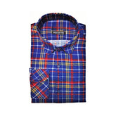 Generic Men's Cotton Lycra Full Sleeve Checked Casual Shirt (Blue Red)