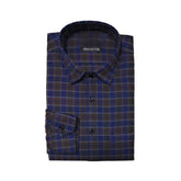 Generic Men's Cotton Lycra Full Sleeve Checked Casual Shirt (Brown)