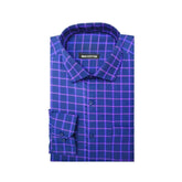 Generic Men's Cotton Lycra Full Sleeve Checked Casual Shirt (Blue Purple)