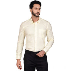 Generic Men's Casual Cotton Full Sleeve Solid Shirt (Lemon)