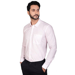 Generic Men's Casual Cotton Full Sleeve Solid Shirt (Pink)