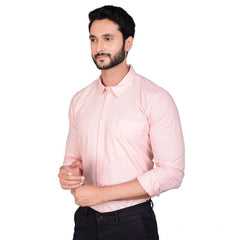 Generic Men's Casual Cotton Full Sleeve Solid Shirt (Peach)