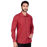 Generic Men's Casual Cotton Full Sleeve Solid Shirt (Red)