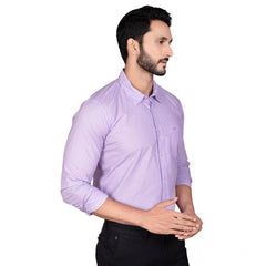 Generic Men's Casual Cotton Full Sleeve Solid Shirt (Purple)