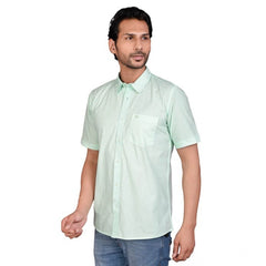 Generic Men's Casual Cotton Half Sleeve Solid Shirt (Sea Green)