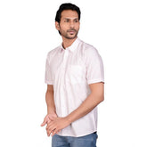 Generic Men's Casual Cotton Half Sleeve Solid Shirt (Pink)