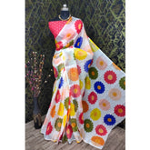 Generic Women's Cotton Linen Woven Design Saree With Unstitched Blouse 5.5Mtr (Red)