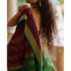 Generic Women's Silk Printed Saree With Unstitched Blouse 5.5Mtr (Wine)
