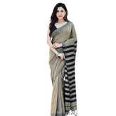 Generic Women's Silk Printed Saree With Unstitched Blouse 5.5Mtr (Gold-Black)