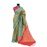 Generic Women's Banarasi Printed Saree With Unstitched Blouse 5.5Mtr (Golden)