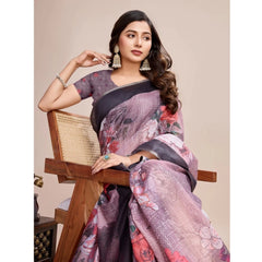 Generic Women's Georgette Embroidered Saree With Unstitched Blouse (5.5Mtr, Multicolor)