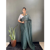 Generic Women's Chiffon Woven Bollywood Saree With Unstitched Blouse (5.5Mtr, Green)