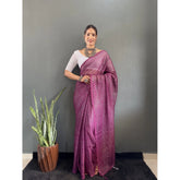 Generic Women's Chiffon Woven Bollywood Saree With Unstitched Blouse (5.5Mtr, Purple)