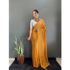 Generic Women's Chiffon Woven Bollywood Saree With Unstitched Blouse (5.5Mtr, Mustard)