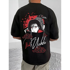 Generic Men's Casual Cotton Blend Printed Round Neck Half Sleeve T-Shirt (Black)