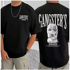 Generic Men's Casual Cotton Blend Printed Round Neck Half Sleeve T-Shirt (Black)