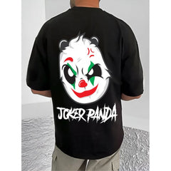 Generic Men's Casual Cotton Blend Printed Round Neck Half Sleeve T-Shirt (Black)