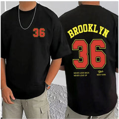 Generic Men's Casual Cotton Blend Printed Round Neck Half Sleeve T-Shirt (Black)