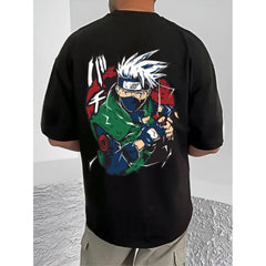 Generic Men's Casual Cotton Blend Printed Round Neck Half Sleeve T-Shirt (Black)