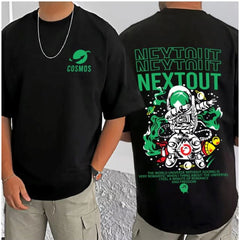 Generic Men's Casual Cotton Blend Printed Round Neck Half Sleeve T-Shirt (Black)