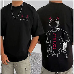 Generic Men's Casual Cotton Blend Printed Round Neck Half Sleeve T-Shirt (Black)