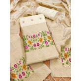 Generic Women's Banarasi Silk Printed Unstitched Salwar Suit Material With Dupatta (White, 3Mtrs)