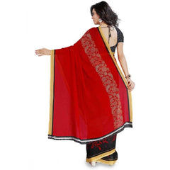 Generic Women's Faux Georgette Printed Saree With Unstitched Blouse 5.5Mtr (Red)